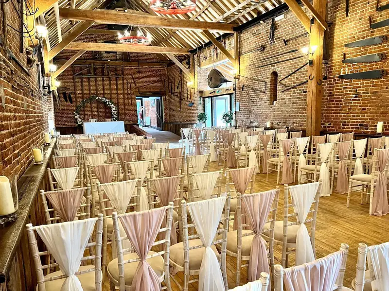 Ivory and pink chiffon drapes